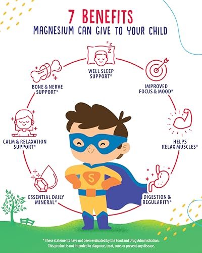 Zuckerfreie Magnesium Gummibärchen für Kinder & Jugendliche - 500 mg Magnesiumcitrat - Beruhigende Gummibonbons für Schlaf, Stimmung & Muskeln - Magnesiumcitrat für Kinder - 30-Tage-Vorrat