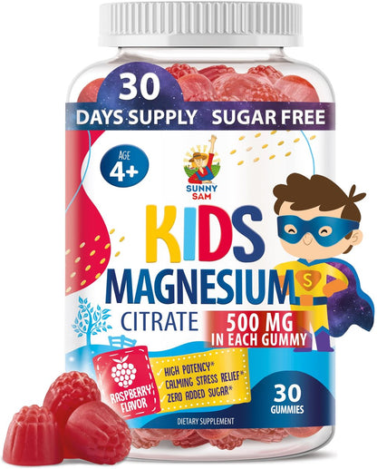 Zuckerfreie Magnesium Gummibärchen für Kinder & Jugendliche - 500 mg Magnesiumcitrat - Beruhigende Gummibonbons für Schlaf, Stimmung & Muskeln - Magnesiumcitrat für Kinder - 30-Tage-Vorrat