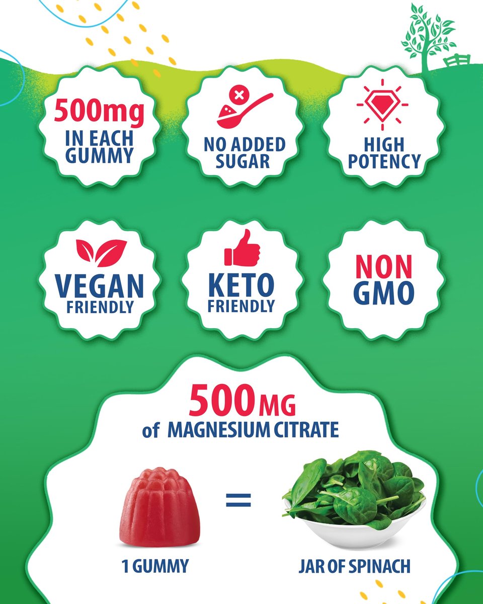 Zuckerfreie Magnesium Gummibärchen für Kinder & Jugendliche - 500 mg Magnesiumcitrat - Beruhigende Gummibonbons für Schlaf, Stimmung & Muskeln - Magnesiumcitrat für Kinder - 30-Tage-Vorrat
