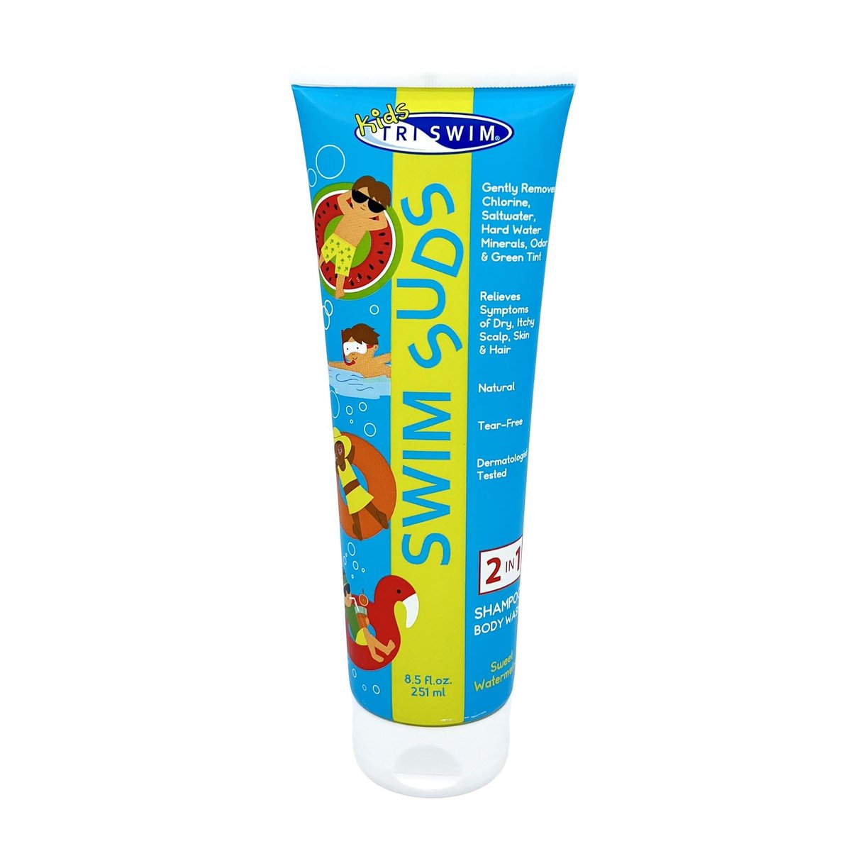 TRISWIM Kinder SWIM SUDS – Natürliches, tränenfreies 2-in-1 Shampoo und Duschgel für Babys und Kinder – Entfernt sanft Chlor und Salzwasser für eine angenehme Routine nach dem Schwimmen