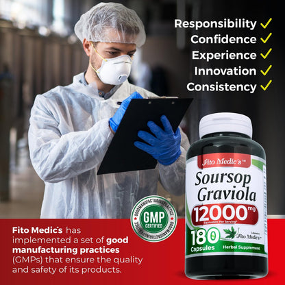 FITO MEDIC'S Lab Graviola Soursop Kapseln – 180 Kapseln | Premium Graviola Supplement