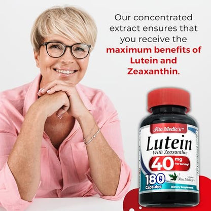 FITO MEDIC'S Lab Lutein Supplement mit Zeaxanthin, 180 Kapseln, pflanzliche Formel