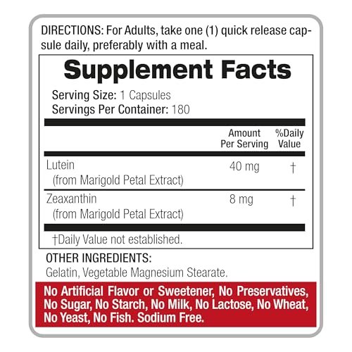 FITO MEDIC'S Lab Lutein Supplement mit Zeaxanthin, 180 Kapseln, pflanzliche Formel