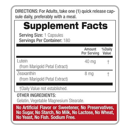 FITO MEDIC'S Lab Lutein Supplement mit Zeaxanthin, 180 Kapseln, pflanzliche Formel