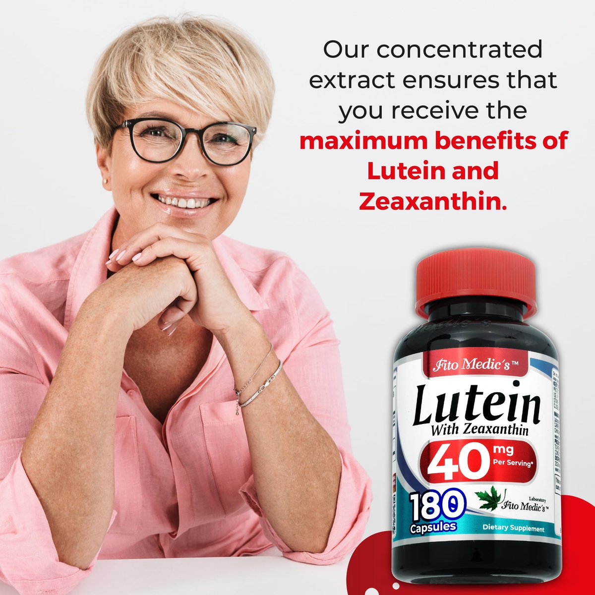 FITO MEDIC'S Lab Lutein Supplement mit Zeaxanthin, 180 Kapseln, pflanzliche Formel