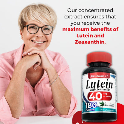 FITO MEDIC'S Lab Lutein Supplement mit Zeaxanthin, 180 Kapseln, pflanzliche Formel