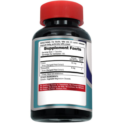 FITO MEDIC'S Lab Lutein Supplement mit Zeaxanthin, 180 Kapseln, pflanzliche Formel