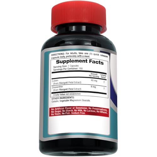 FITO MEDIC'S Lab Lutein Supplement mit Zeaxanthin, 180 Kapseln, pflanzliche Formel