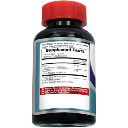 FITO MEDIC'S Lab Lutein Supplement mit Zeaxanthin, 180 Kapseln, pflanzliche Formel