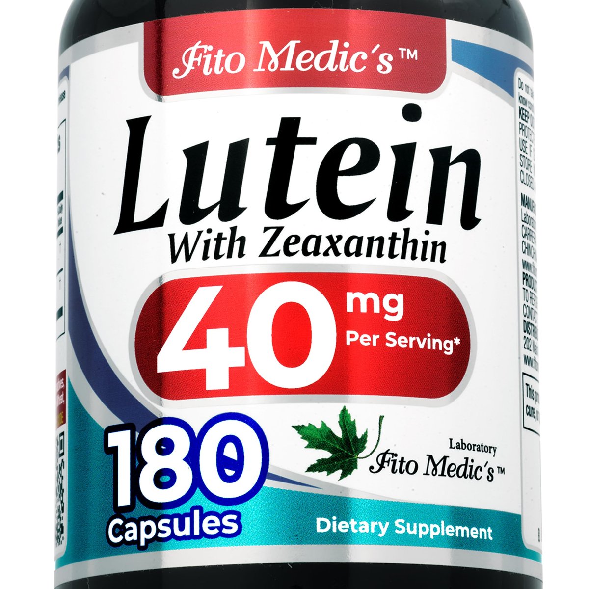 FITO MEDIC'S Lab Lutein Supplement mit Zeaxanthin, 180 Kapseln, pflanzliche Formel