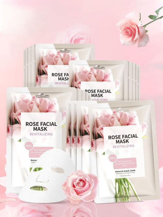 IREV Gesichtsmasken Hautpflege – 10er-Pack Rosenblattmasken für Feuchtigkeit und Strahlkraft