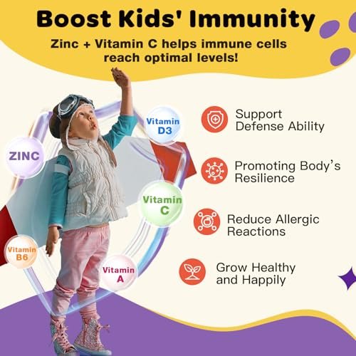 ZEBORA Kids Probiotische Kautabletten für die Verdauungsgesundheit mit 5 Milliarden KBE, Präbiotika und Probiotika für Kinder für Darmgesundheit, Immununterstützung, Nährstoffaufnahme, Vitamin C, Zink, 75 Portionen, Erdbeergeschmack