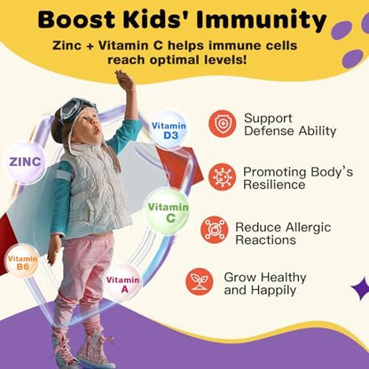 ZEBORA Kids Probiotische Kautabletten für die Verdauungsgesundheit mit 5 Milliarden KBE, Präbiotika und Probiotika für Kinder für Darmgesundheit, Immununterstützung, Nährstoffaufnahme, Vitamin C, Zink, 75 Portionen, Erdbeergeschmack