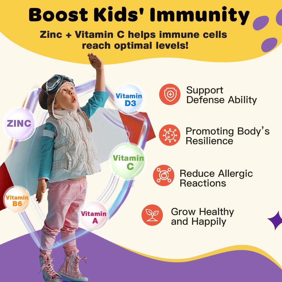 ZEBORA Kids Probiotische Kautabletten für die Verdauungsgesundheit mit 5 Milliarden KBE, Präbiotika und Probiotika für Kinder für Darmgesundheit, Immununterstützung, Nährstoffaufnahme, Vitamin C, Zink, 75 Portionen, Erdbeergeschmack