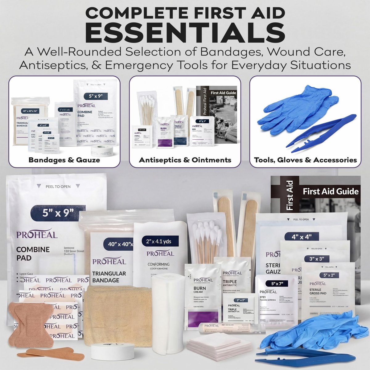 ProHeal Erste-Hilfe-Kasten für 10 Personen, Typ III, ANSI Klasse A, 111 Teile, OSHA-konform, Latexfrei, Wandmontierbar