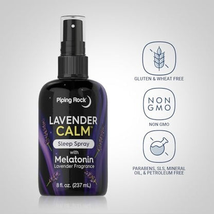Piping Rock Melatonin Schlafspray für Erwachsene | 240 ml | mit Melatonin & Lavendel für Kissen, Raum & Körper | Nachtruhe-Mist