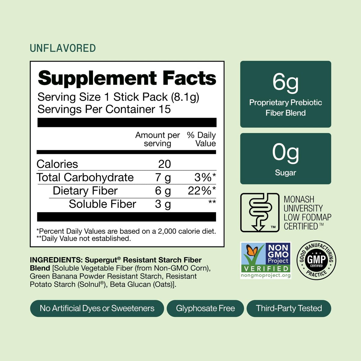 Supergut GLP1 Daily Support – Hochfaser-GLP-1-Supplement-Pulver für Frauen & Männer – Zuckerfreier Drink-Mix für die Darmgesundheit (15 Portionen)