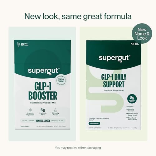 Supergut GLP1 Daily Support – Hochfaser-GLP-1-Supplement-Pulver für Frauen & Männer – Zuckerfreier Drink-Mix für die Darmgesundheit (15 Portionen)