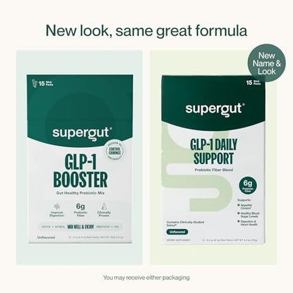 Supergut GLP1 Daily Support – Hochfaser-GLP-1-Supplement-Pulver für Frauen & Männer – Zuckerfreier Drink-Mix für die Darmgesundheit (15 Portionen)