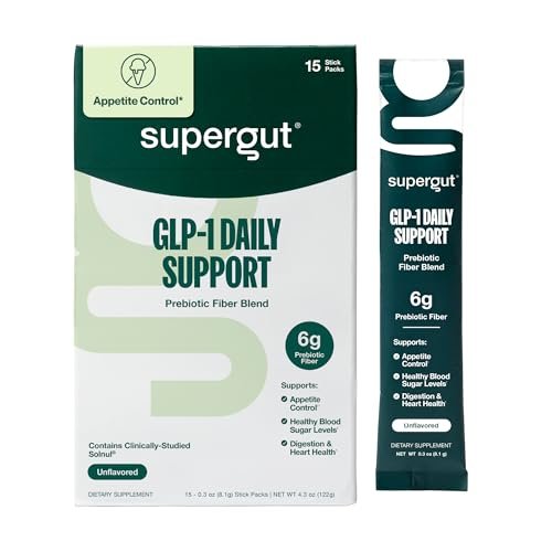 Supergut GLP1 Daily Support – Hochfaser-GLP-1-Supplement-Pulver für Frauen & Männer – Zuckerfreier Drink-Mix für die Darmgesundheit (15 Portionen)