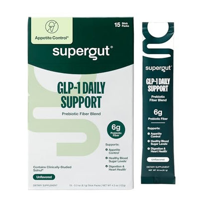 Supergut GLP1 Daily Support – Hochfaser-GLP-1-Supplement-Pulver für Frauen & Männer – Zuckerfreier Drink-Mix für die Darmgesundheit (15 Portionen)