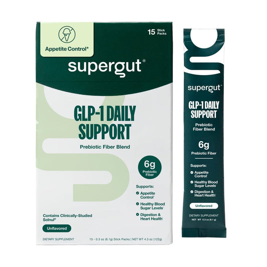 Supergut GLP1 Daily Support – Hochfaser-GLP-1-Supplement-Pulver für Frauen & Männer – Zuckerfreier Drink-Mix für die Darmgesundheit (15 Portionen)