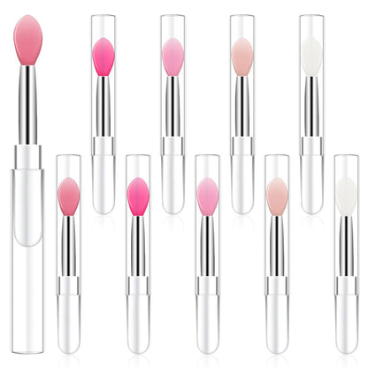 10er Set Lip Pinsel Silikon Lippenpinsel Lippenstift Applikator mit Kappe für Make-up Beauty, Lippenmasken Aufträger, Lidschatten Lippenpinsel für Maskenöl, Lippenstift Lipgloss