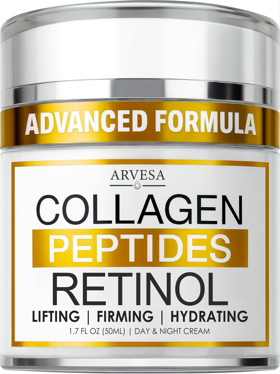 Retinol-Creme für das Gesicht mit Kollagen-Peptiden - Anti-Aging-Faltencreme für Frauen und Männer - Tages- und Nacht-Feuchtigkeitscreme mit Hyaluronsäure - Straffende und hautfestigende Creme für Hals und Dekolleté