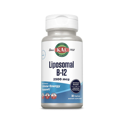 KAL Liposomales Vitamin B12 2500 mcg – Hohe Absorption, Liposomale Technologie, Unterstützt die Zellenergie, Vegane Kapseln, Glutenfrei, Ohne Soja, 30 Portionen