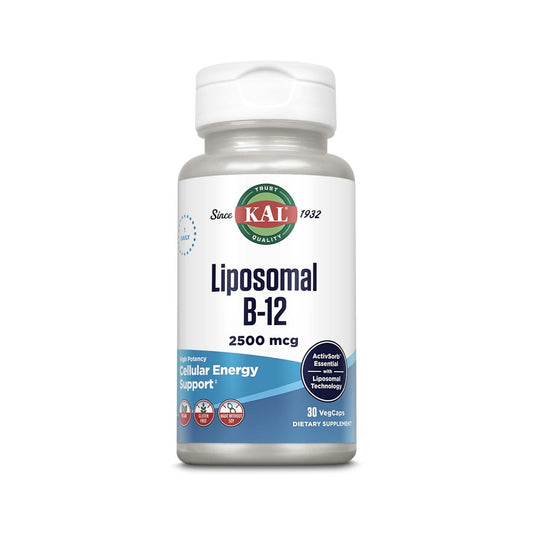 KAL Liposomales Vitamin B12 2500 mcg – Hohe Absorption, Liposomale Technologie, Unterstützt die Zellenergie, Vegane Kapseln, Glutenfrei, Ohne Soja, 30 Portionen