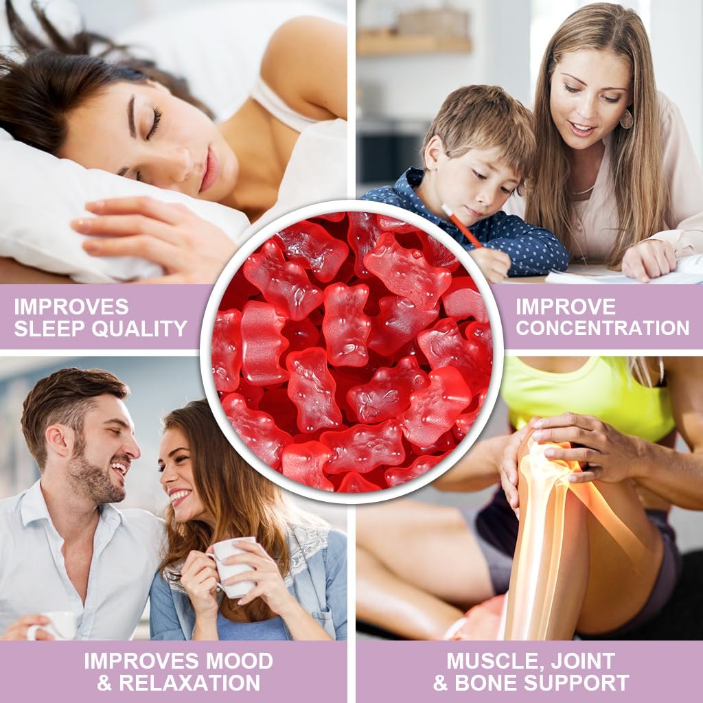 Biduka 900mg Magnesium Glycinat Gummies, 65 Stück, Zuckerfrei, Magnesiumkomplex mit L-Threonat, Kalium, Vitamin D, B6, CoQ10 – Entspannungsergänzung, Himbeergeschmack