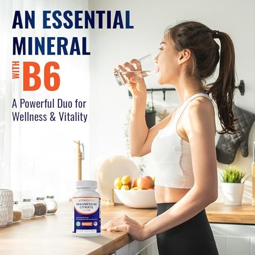 Vitamatic Magnesium Citrat 500 mg pro Portion - 180 Kapseln (150 mg elementares Magnesium) mit Vitamin B6 für optimale Aufnahme - Unterstützt Muskel-, Gelenk- und Herzgesundheit*