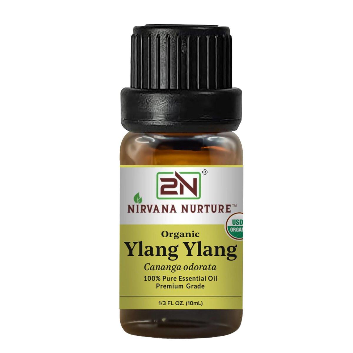 Nirvana Nurture Ylang Ylang Bio-Öl, USDA Bio-zertifiziert, 100% rein und unverdünnt, Aromatherapie-Öl für Diffuser, Haar- und Hautpflege