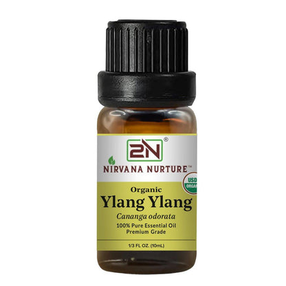 Nirvana Nurture Ylang Ylang Bio-Öl, USDA Bio-zertifiziert, 100% rein und unverdünnt, Aromatherapie-Öl für Diffuser, Haar- und Hautpflege