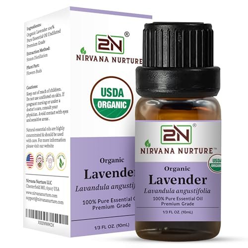 Nirvana Nurture Lavendel Ätherisches Öl, USDA Bio, 100% Rein Unverdünnt, Aromatherapieöl für Diffuser, Haar- und Hautpflege
