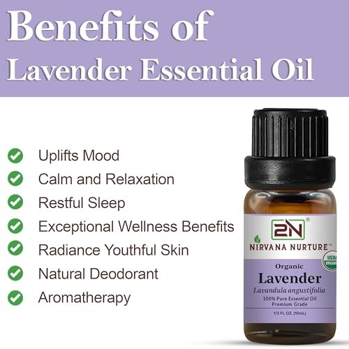 Nirvana Nurture Lavendel Ätherisches Öl, USDA Bio, 100% Rein Unverdünnt, Aromatherapieöl für Diffuser, Haar- und Hautpflege