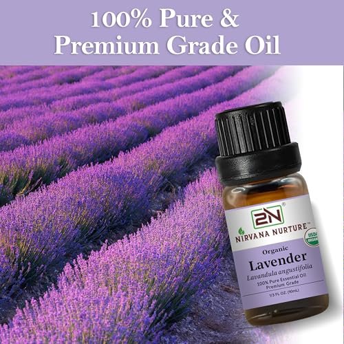 Nirvana Nurture Lavendel Ätherisches Öl, USDA Bio, 100% Rein Unverdünnt, Aromatherapieöl für Diffuser, Haar- und Hautpflege