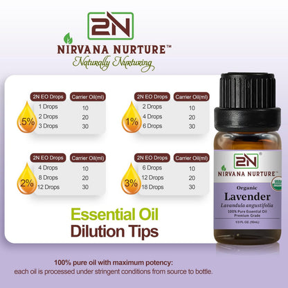 Nirvana Nurture Lavendel Ätherisches Öl, USDA Bio, 100% Rein Unverdünnt, Aromatherapieöl für Diffuser, Haar- und Hautpflege