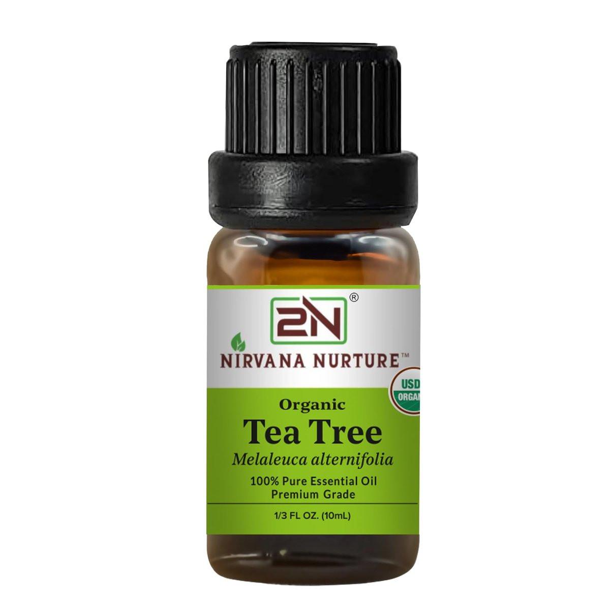 Nirvana Nurture Bio Teebaumöl, USDA zertifiziert, 100% rein und unverdünnt, Aromatherapieöl für Diffuser, Haar- und Hautpflege