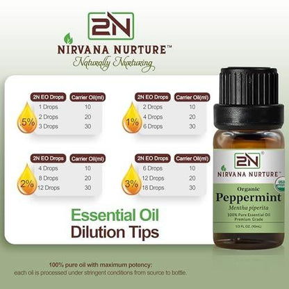 Nirvana Nurture Bio-Pfefferminzöl, USDA Bio, 100% rein unverdünnt, 0,34 Fl Oz