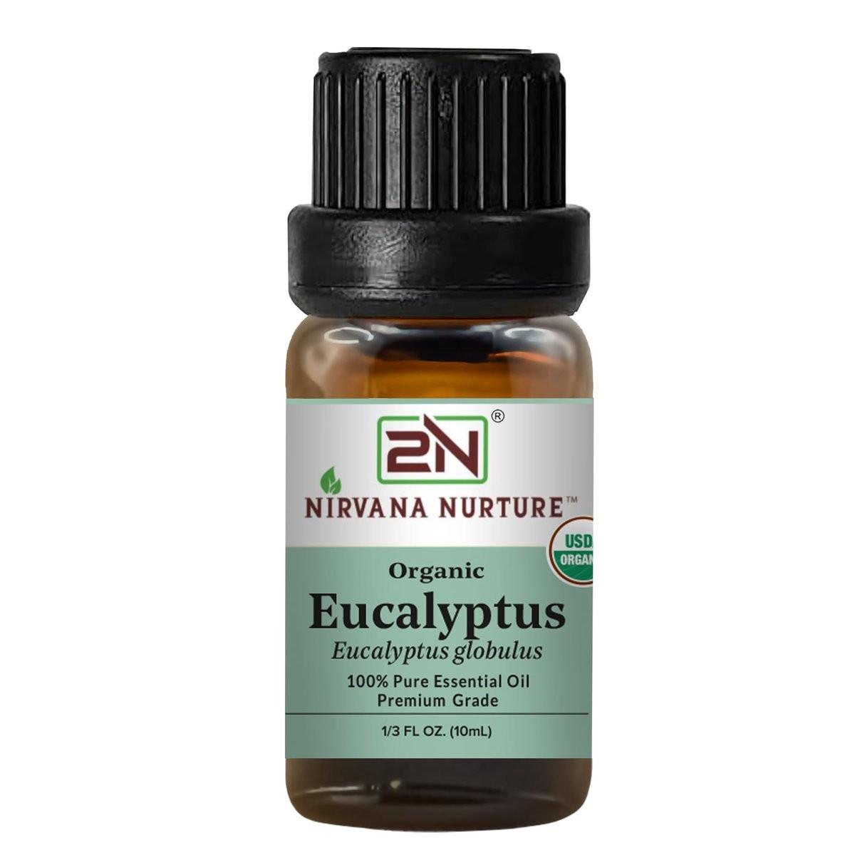 Nirvana Nurture Eukalyptus Bio ätherisches Öl, USDA-zertifiziert, 100% rein unverdünnt, Aromatherapieöl für Diffuser, Haar- und Hautpflege