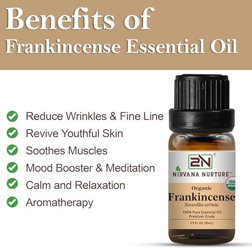 Nirvana Nurture Weihrauch Ätherisches Öl, USDA Bio, 100% rein unverdünnt, Aromatherapie Öl für Diffuser, Haar- und Hautpflege