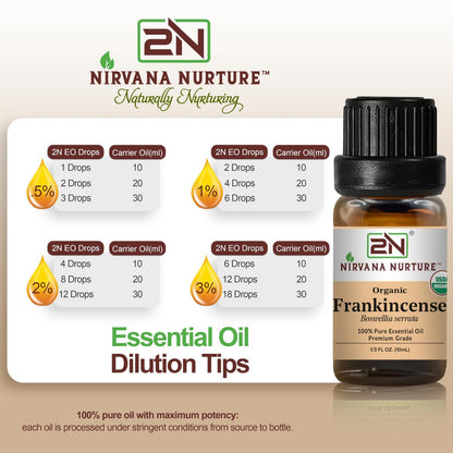 Nirvana Nurture Weihrauch Ätherisches Öl, USDA Bio, 100% rein unverdünnt, Aromatherapie Öl für Diffuser, Haar- und Hautpflege