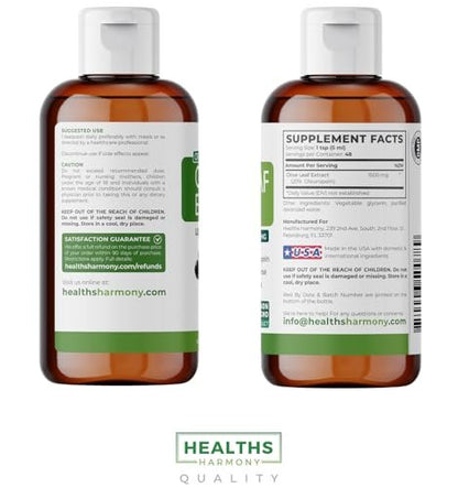 Olivenblattextrakt (Non-GMO) Extra stark: 20 % Oleuropein – 1500 mg – Vegetarisch – Immunsystem-Unterstützung, Hautgesundheit und starke Antioxidantien – Flüssiger Extrakt – 240 ml