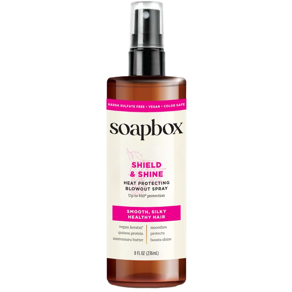 Soapbox Hitzeschutzspray, 240 ml - Stärkende Haarpflege, 3-in-1 Hitzeschutz, Glanzverstärker, Anti-Frizz Haarspray, Vegan, Silikonfrei, Sulfatfrei, Farbsicher
