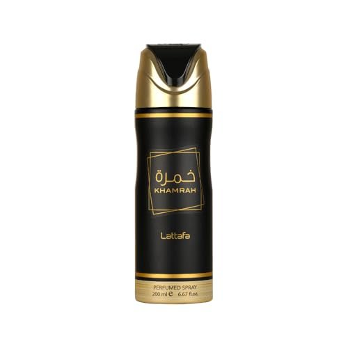 Lattafa Khamrah Deodorant Spray für Unisex – 200 ml, ohne Aluminium, langanhaltender Duft