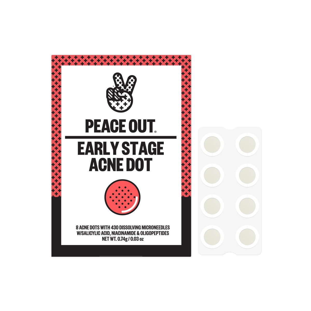 PEACE OUT Early Stage Acne Dots – Mikronadel-Akne-Patches mit 2% Salicylsäure gegen Pickel unter der Haut (8 Stück)