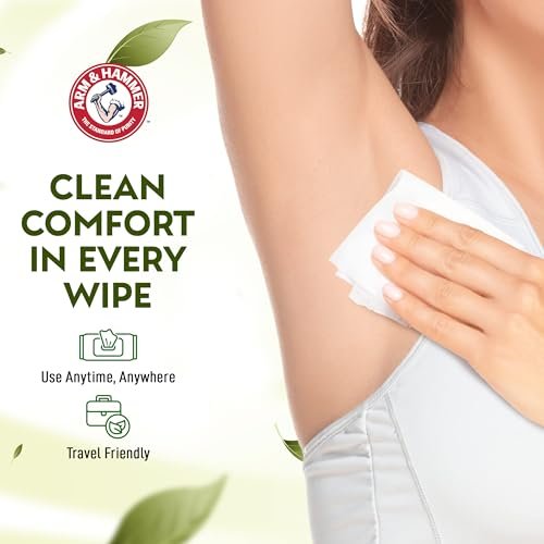 Arm & Hammer Gesichts- und Körpertücher für Erwachsene – Deodorant-Feuchttücher 30 Blatt für Frauen – Duschfeuchttücher für Reisen, Camping, Fitnessstudio und Körperpflege – Alkoholfreie Gesichtstücher (Simply Fresh)