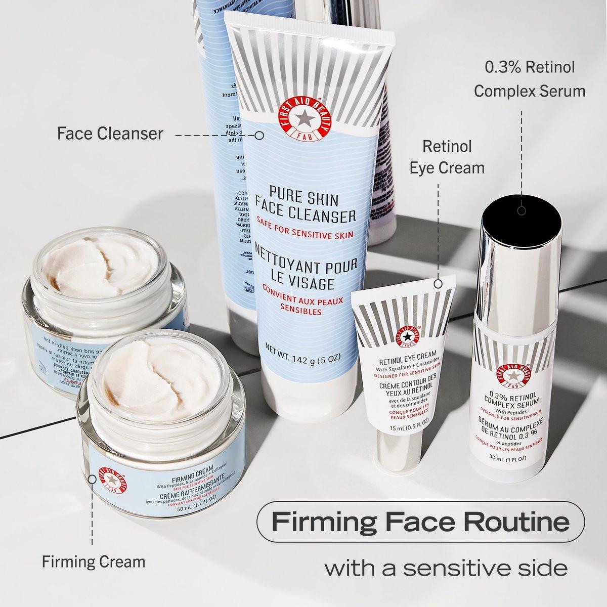 First Aid Beauty Retinol Augencreme mit Squalan + Ceramiden, verkapseltes Retinol-Serum für empfindliche Haut, verbessert das Erscheinungsbild von feinen Linien und Fältchen, 0,5 oz