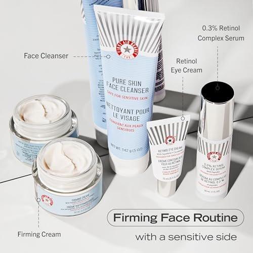 First Aid Beauty Retinol Augencreme mit Squalan + Ceramiden, verkapseltes Retinol-Serum für empfindliche Haut, verbessert das Erscheinungsbild von feinen Linien und Fältchen, 0,5 oz